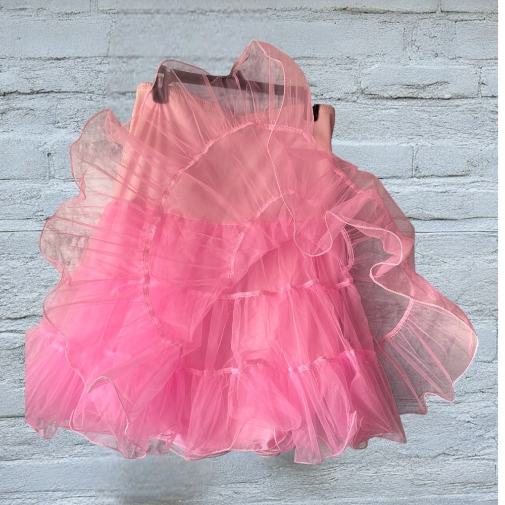 Rick vividly Pink Layered Tulle Slip - Picture 3 of 5